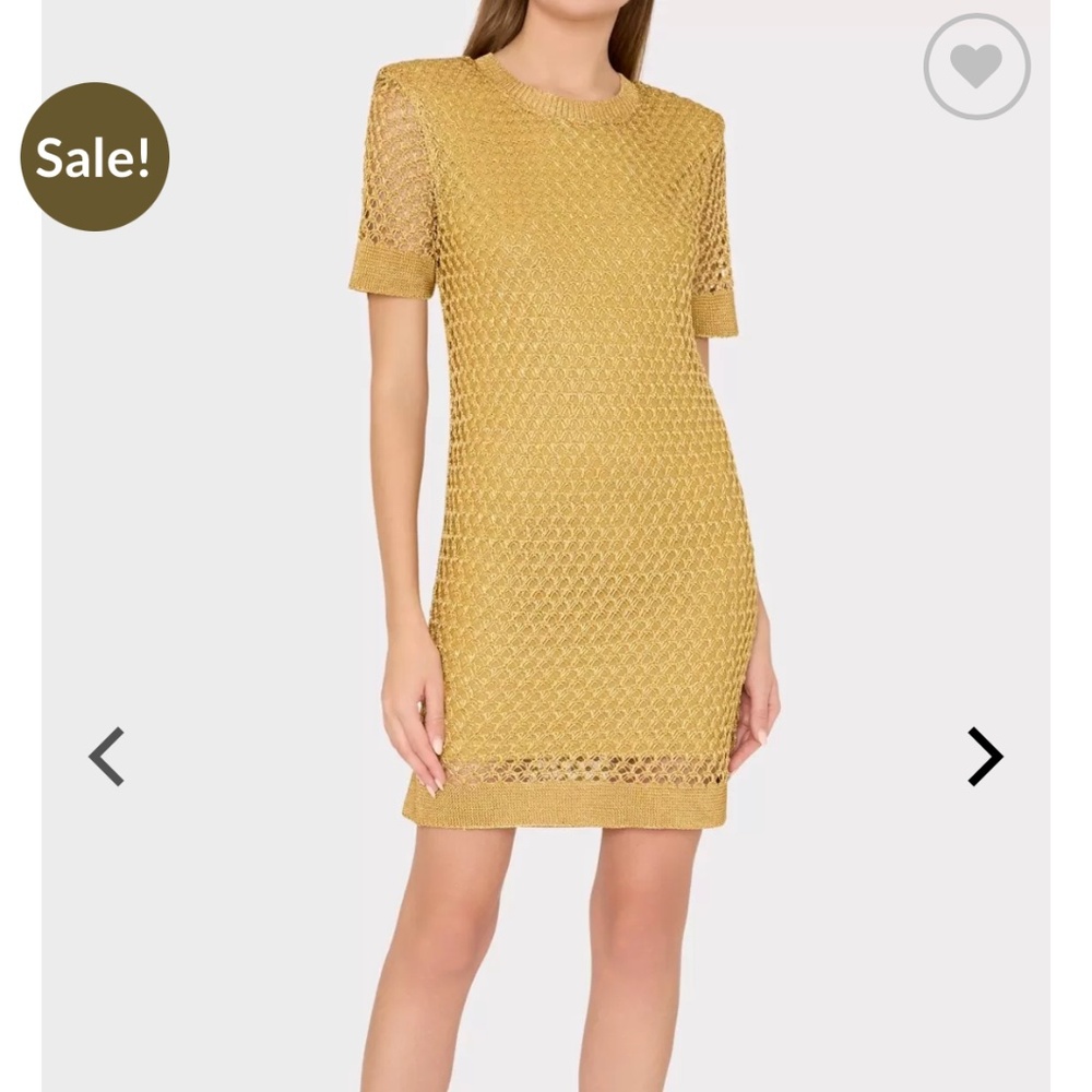 Milly Sinclair Metallic Crochet Short-Sleeve Dress